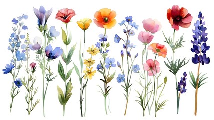 Fototapeta premium Vibrant Floral with Variety of Colorful Blooming Flowers in Meadow
