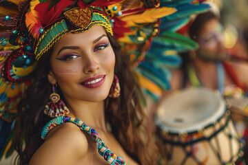Generative AI illustration of people celebrate summer traditional festival