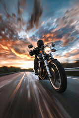 Freedom in Motion: Biker Racing at Dusk