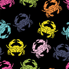Seamless pattern with crabs. Perfect for fabric design, poster, print, decor element