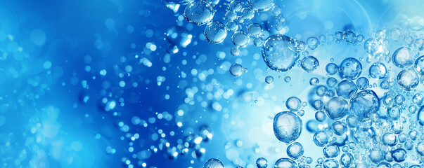 Abstract blue water and wine bubbles background with copy space for design and advertising purposes