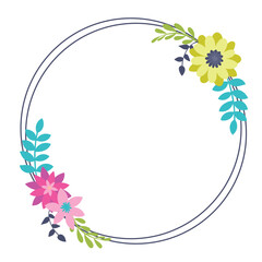 Obraz premium Simple floral design elements, frames, labels in flat cartoon style. 