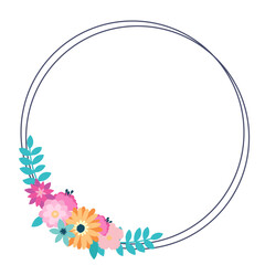 Simple floral design elements, frames, labels in flat cartoon style. 