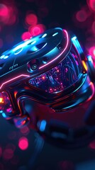 Illustration a cutting edge Virtual reality VR Glasses with neon lights
