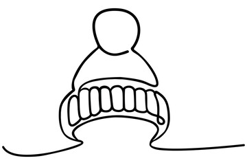 Winter hat, continuous one line drawing. Vector illustration