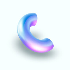 3d holographic geometric shape isolated. Render of 3d neon iridescent geometric shape with rainbow effect. 3d vector