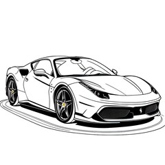 white sports car coloring page
