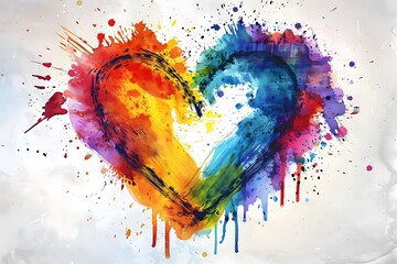 An illustration of a colorful heart made from paint splatter