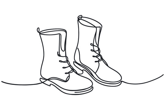recommend clip art: Continuous line drawing of boots. Single one-line art of footwear illustration. Vector illustration.