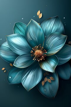 Blue Flower on Green Background