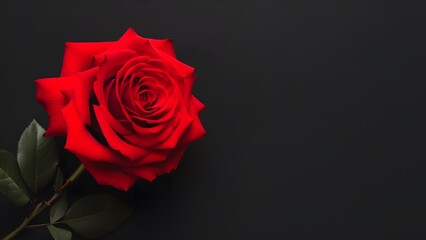 Obraz premium single red rose on black background