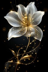 White Flower on Black Background