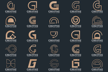 Mega logo collection, Abstract letter G logo design. icons for business of luxury, elegant, simple