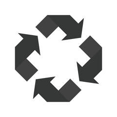 vector illustration of recycle icon. grey. flat design