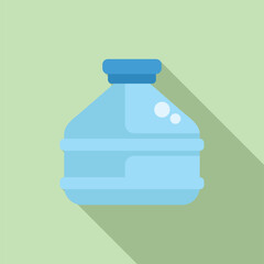 Digital illustration of a blue water jug with a flat design style on a green background