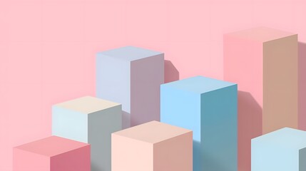 Obraz premium Minimalist Pastel 3D Blocks on Pink Background for Modern Design Concepts