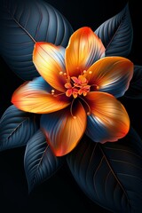 Obraz premium Elegant Flower Painting on Black Background