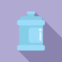 Flat design icon of a light blue canister with the information symbol, casting a soft shadow