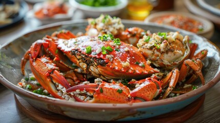 Stir Fried Garlic Salt and Pepper Crab in the Hong Kong Be for time and Typhoon Shelter Style - Powered by Adobe