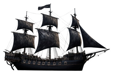 Naklejka premium PNG A magical black pirate ship watercraft sailboat vehicle.