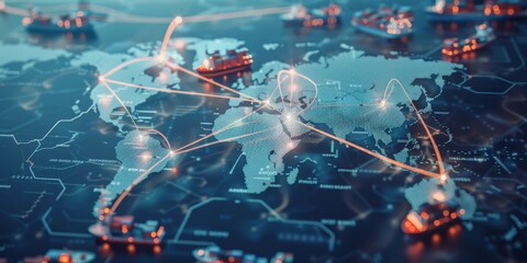 Global Shipping Network on World Map