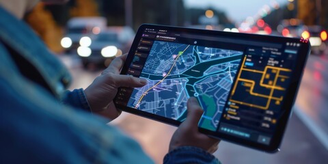 Person Holding Tablet With Map