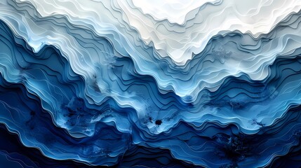 Obraz premium Blue and white lines texture mountains poster background