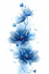 Elegant Painting of Blue Flowers on White Background