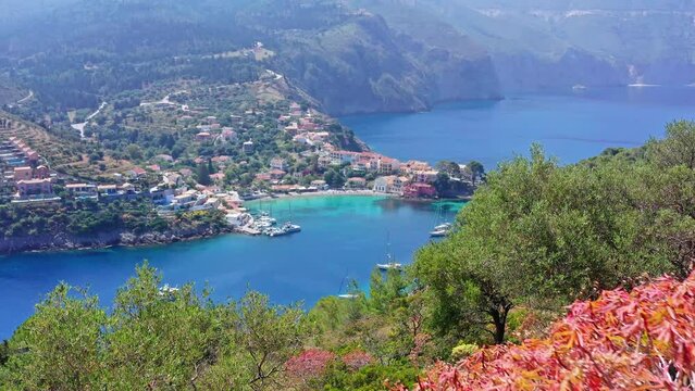 Assos village spectacular nature. Greece travel destination for summer vacation