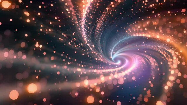 A pulsating light show as tiny particles spin and twirl in a mesmerizing display.