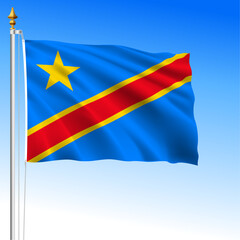 Congo Democratic Republic, official national waving flag, vector illustration, african country