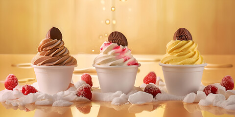 Sweet Indulgence Soft Serve Ice Cream Cones with Swirls
