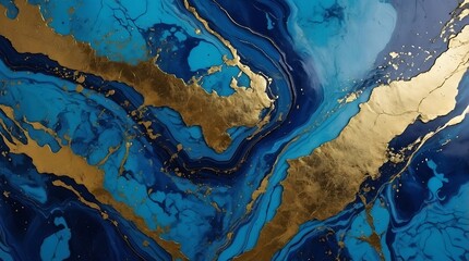 Fototapeta premium Blue marble texture abstract background, luxury golden waves