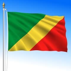 Congo Republic, official national waving flag, african country, vector illustration