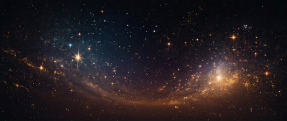 Fototapeta premium Abstract light magic luxury background with stars cosmos on the black background