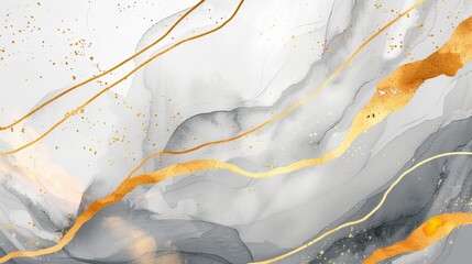 watercolor streaks with golden lines background