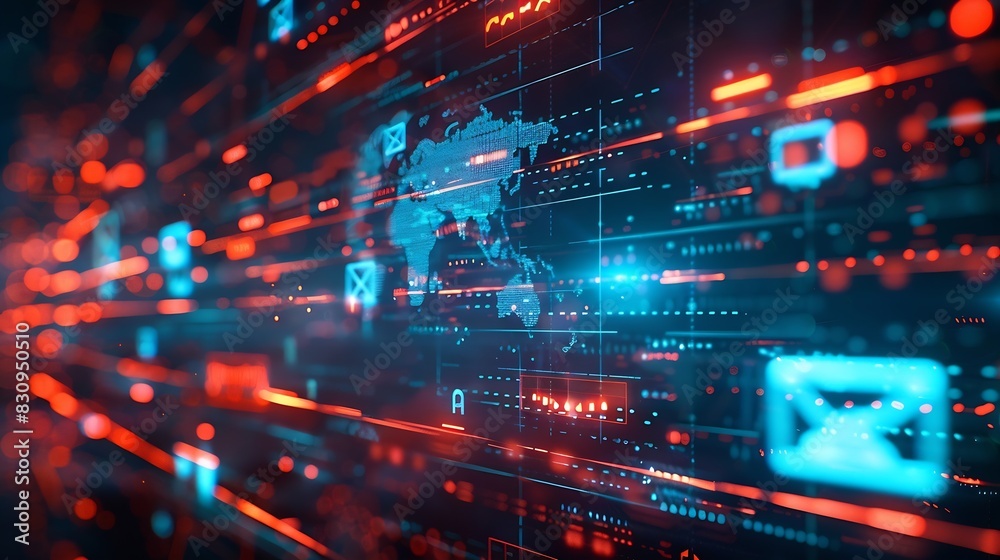 Poster Security monitoring threat protection on the network protection data from spam virus by notification in internet email letter junk or trash mail and compromised information Cybersecuri : Generative AI