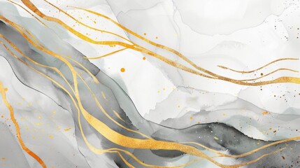 watercolor streaks with golden lines background