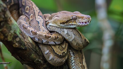 Obraz premium Boa constrictor wrapping around its prey for a suffocating embrace
