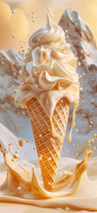 Delicious ice cream cone explosion