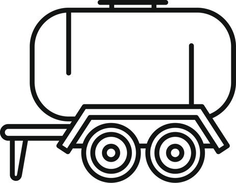 recommend clip art: Vector illustration of a simple line drawing of a tanker trailer, depicted in black and white