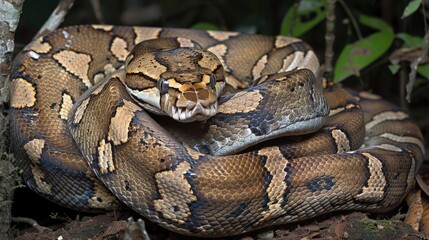 Obraz premium Boa constrictor wrapping around its prey for a suffocating embrace