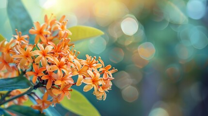 Beautiful Orange Ashoka tree flower blooming in summer season Thailand : Generative AI