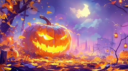 The eerie pumpkin image is commonly used for Halloween decorations on spooky nights