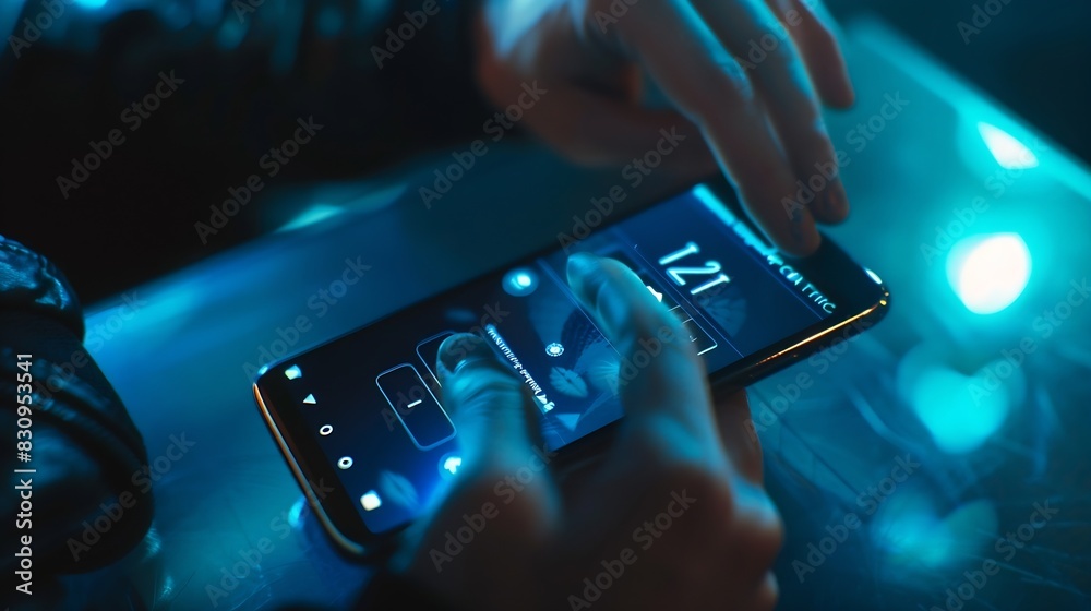 Fototapete cyber security and Security password login online concept  Hands typing and entering username and password of social media log in with smartphone to an online bank account data protect : Generative AI