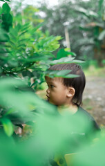 child in the garden on a tree