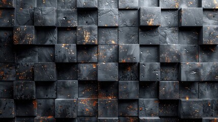 The image captures a dark, textured wall surface with scattered glowing orange particles, suggesting decay or transformation