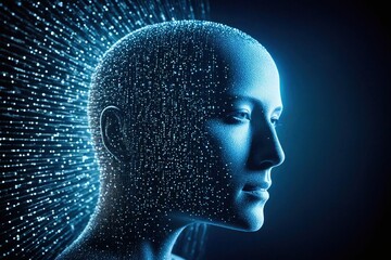 Obraz premium head with binary code