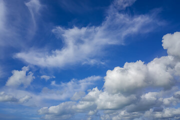 Panorama of the sky with particularly interesting clouds in Tuscany Italy