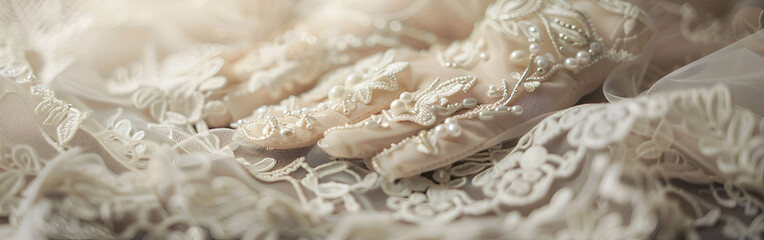 closeup of lace design embroidery detailed floral beauty craftsmanship with blurred background